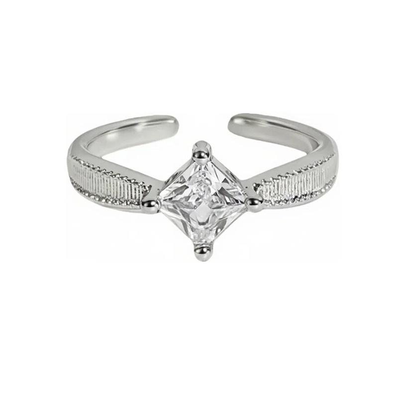 Gentle Personality Single Diamond Simple Diamond Ring Open Ring Women'S Commuting Niche Design Sense Stacked Index Finger Ring