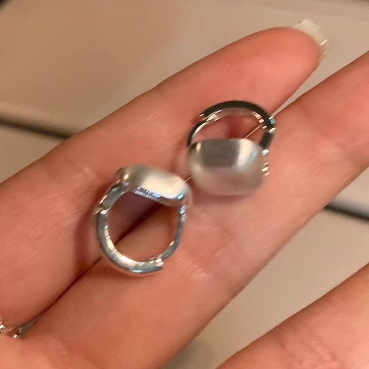 PONYKISS  Sterling Silver Minimalist Frosted Square Hoop Earrings for Women Trendy Fine  Geometric Accessories