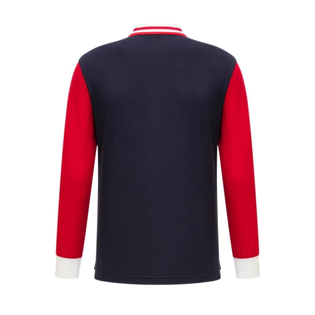 STORN Nuova Polo da Uomo Manica Lunga Blu Reale Sport Tempo Libero Moda Cotone Puro Vestibilità Slim Spaccato