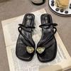Open Toe Women's Slippers and Ladies Sandals Medium Heel Unique Summer Footwear Sale Chic Elegant Slides Top Designs 2025 Shoes