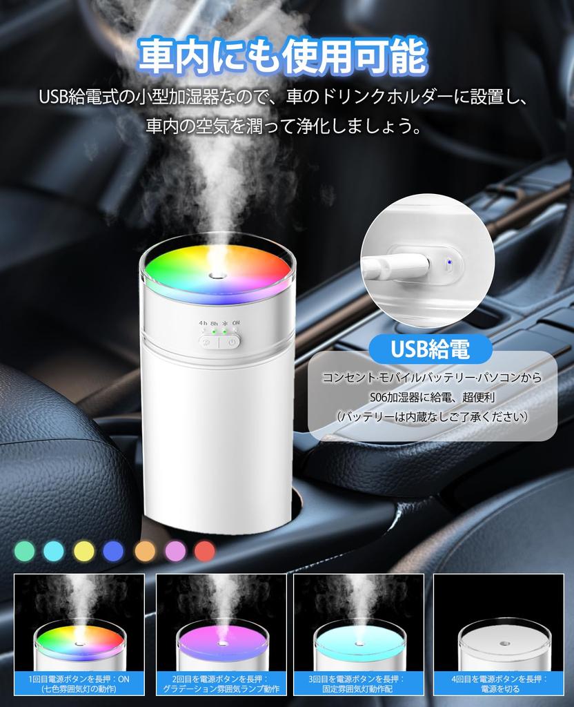 Gegizun Desktop 500ml Large Capacity Mood Light New Timer Pollen Automatic Suitable for Living and Home White Humidifier, Compact, Ultrasonic, Type-C