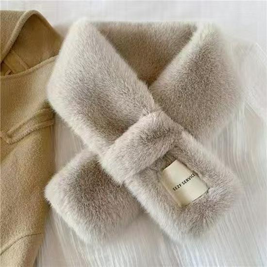 

Korean-Style Versatile Faux Rabbit Fur Scarf - Plush, Warm Neck Warmer 60-80 cm бежевый