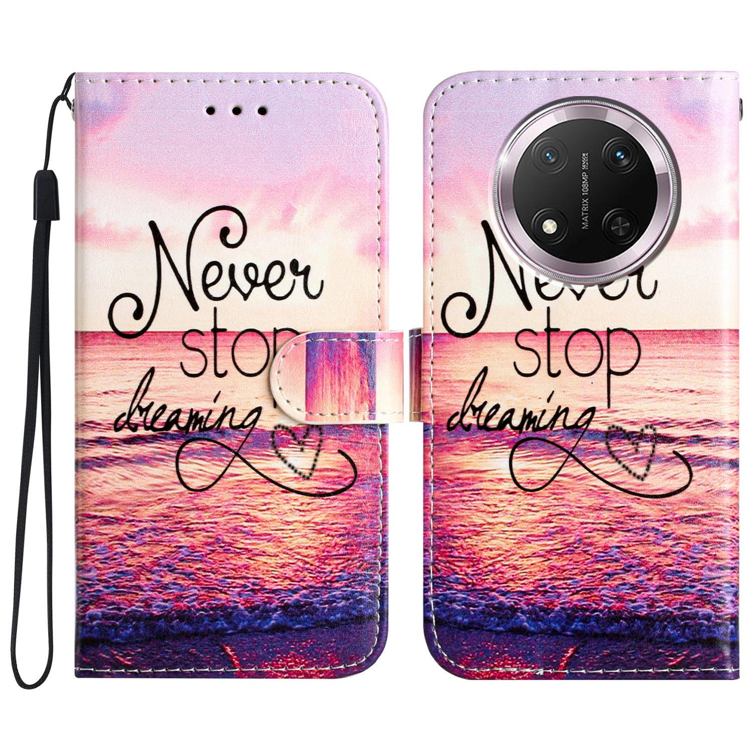 

Wallet Case for Honor X9c 5G/Magic7 Lite 5G/X60 Pro 5G Printed Pattern Design Leather Phone Cover Never Stop Dreaming