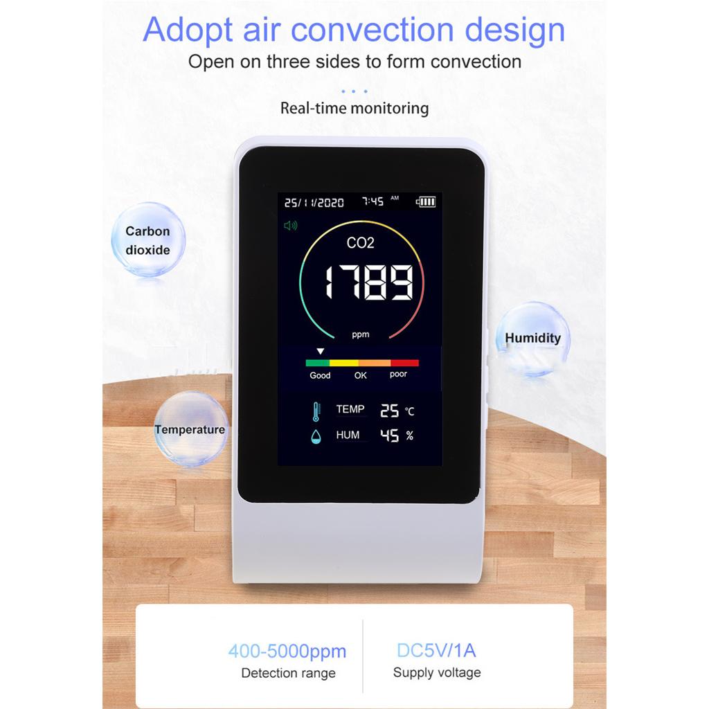 Carbon Dioxide CO2 Detector Monitor Meter Tester Sensor Temperature Humidity Semiconductor/infrared Air Quality Detector