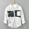 6932 Pánská japonská patchworková košile s dlouhým rukávem - Trendy literární ležérní top