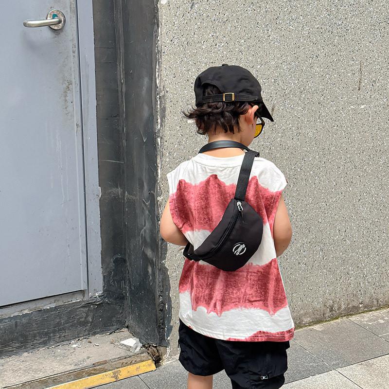 Children Nylon Stylish Waist Pack Simple Solid Color Letter Design For Boys And Girls