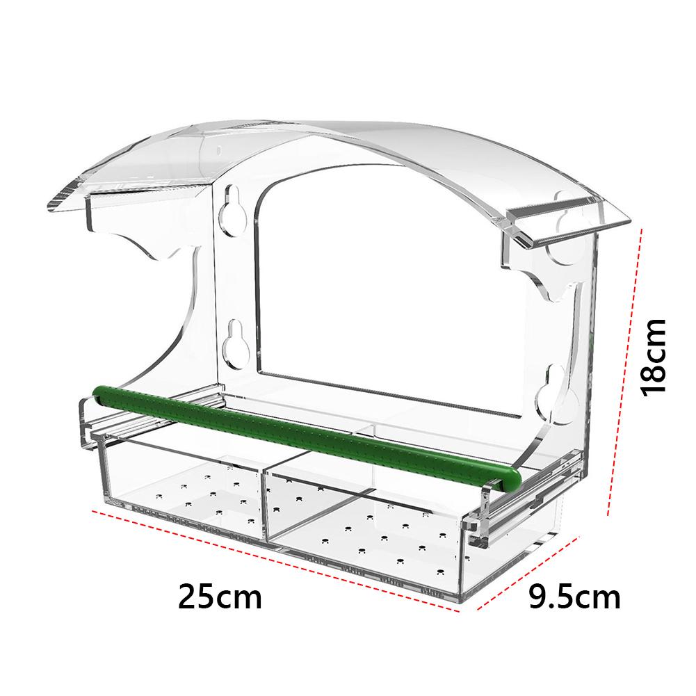 Window Bird Feeder Transparent Birdfeeder with 4 Suction Cups Acrylic Window Birdhouse with Rod Wild Bird Feeder for Outdoors