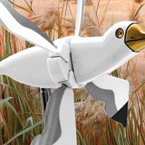 Seagull Windmill Garden Stake Outdoor Flying Bird Wind Spinner Plastic Seagull Animal Whirligig Ornament for Lawn Yard Decor