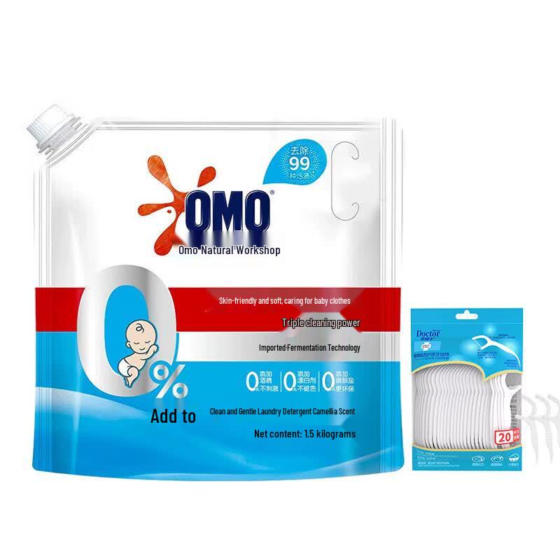 Dr. Bei Dental Floss Picks (20pcs) & Omo Laundry Detergent (1.5KG) Bundle