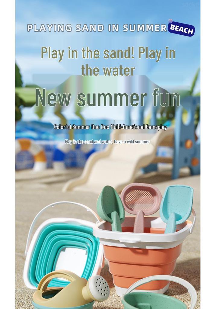 Kids' Beach Toy Set: Shelling Bucket, Folding Water Play Pail, Sand & Soil Digging Tools