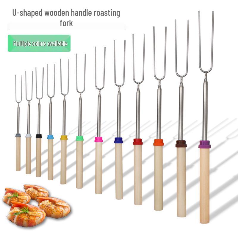 Stainless Steel Telescopic BBQ Skewers for Grilled Chicken, Wings, and Marshmallows