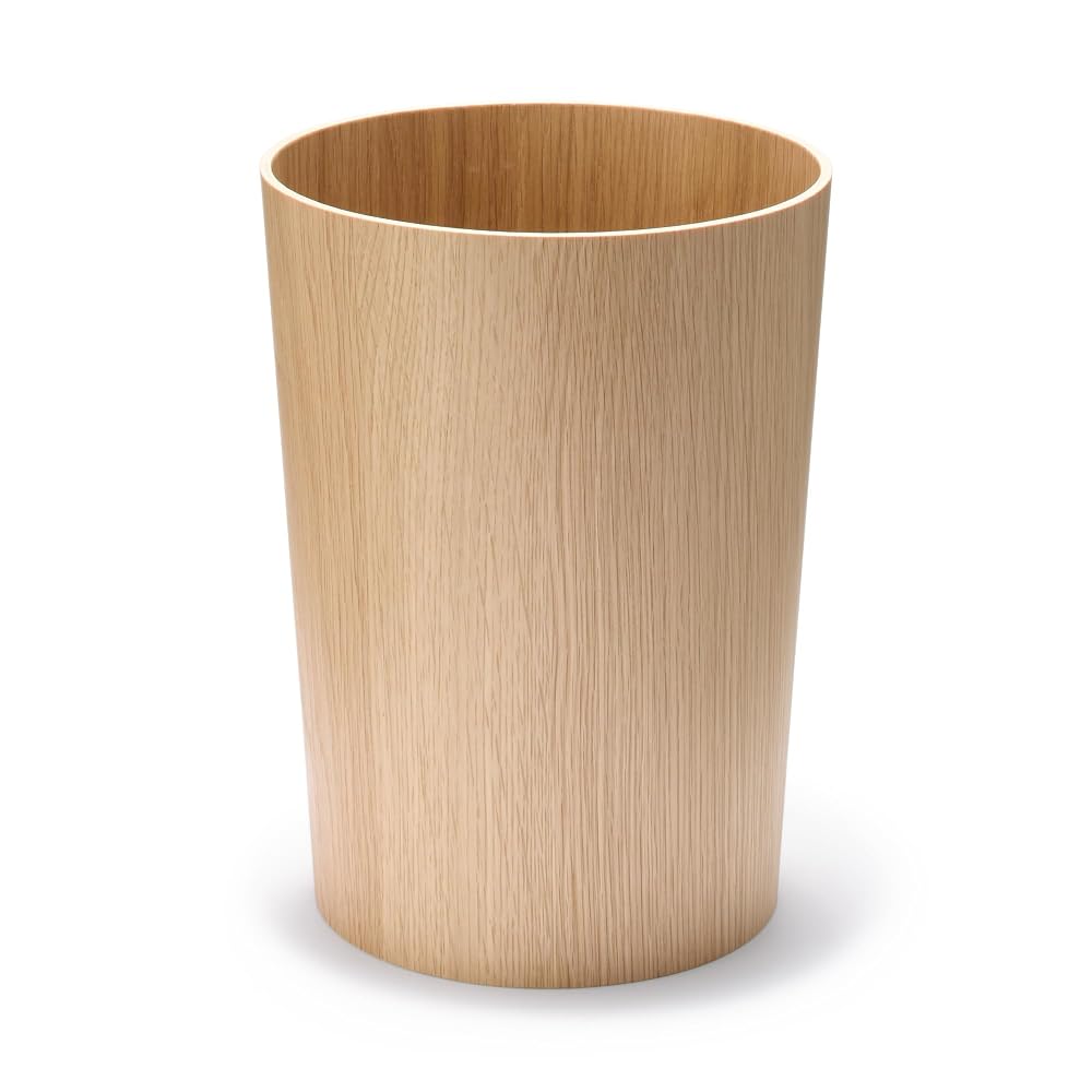MUJI Wooden Trash Can with Bag Holder Wire, Round, Approx. Diameter 235 x Height 305 cm, 84915062