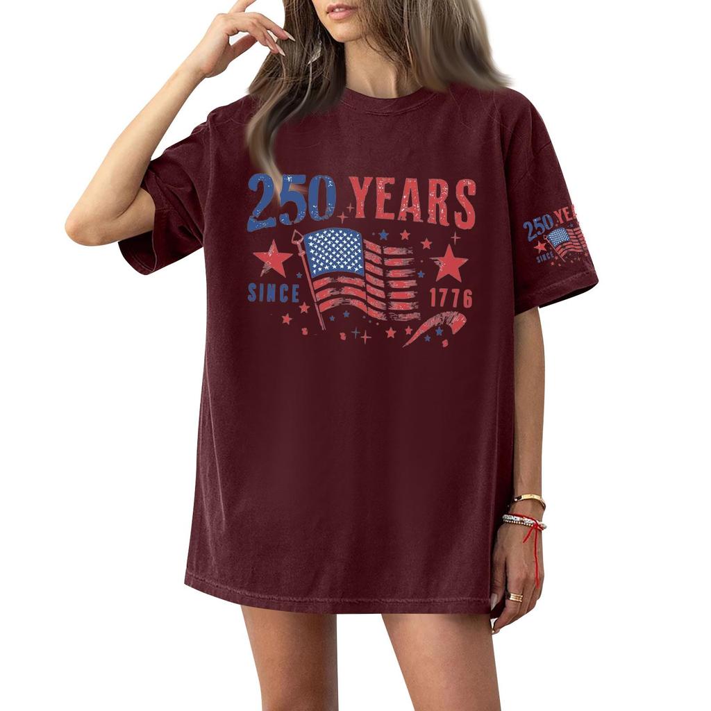 Γυναικείο Κοντομάνικο T-shirt Τοπ με Στρογγυλή Λαιμόκοψη και Σχέδιο