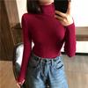 Maglione Dolcevita Lavorato a Maglia Elasticizzato Casual da Donna Slim Solido Inverno Autunno