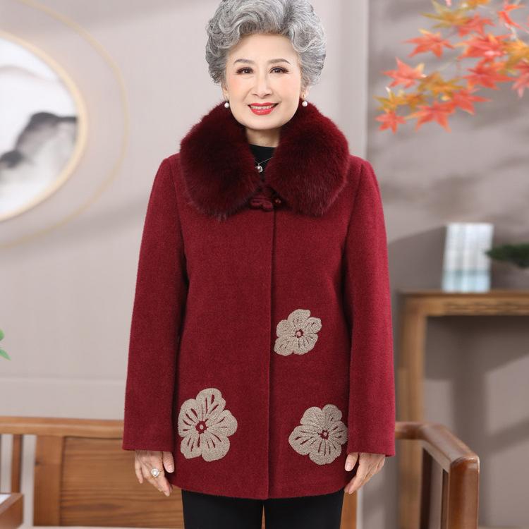 Winter Clothes Plus Velvet Mink Velvet Jacket Middle-aged and Elderly People Thickened Women's Jacket Wife 60-year-old Mother Cotton Jacket