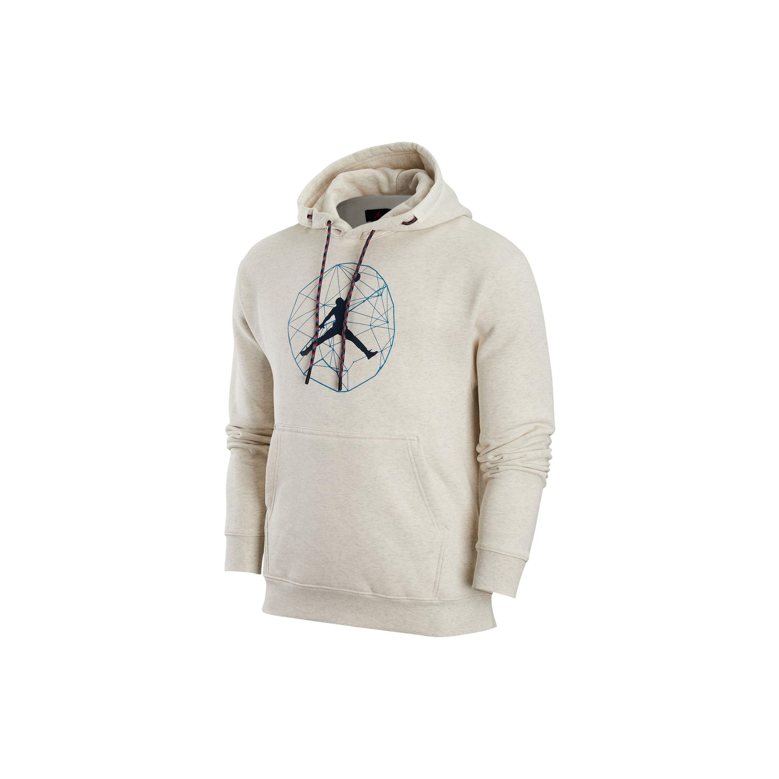 

Jordan Essentials Logo Print Drawstring Hoodie With Long Sleeves Men Hoodie Oatmeal DX6595-141 XS