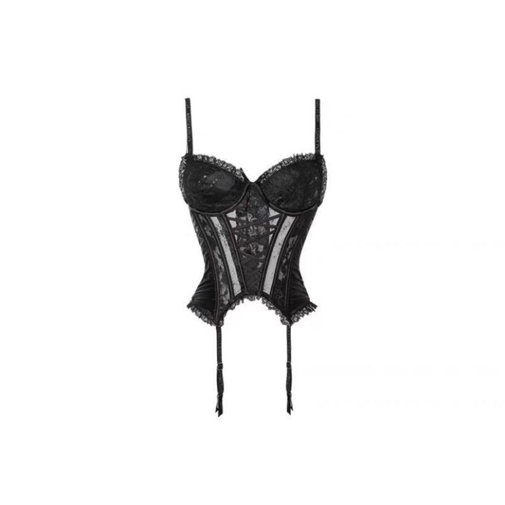 

Корсет со шнуровкой и оборками из атласа, без рукавов, жилет на подтяжках, элегантные облегающие кроп-топы для путешествий L чёрный