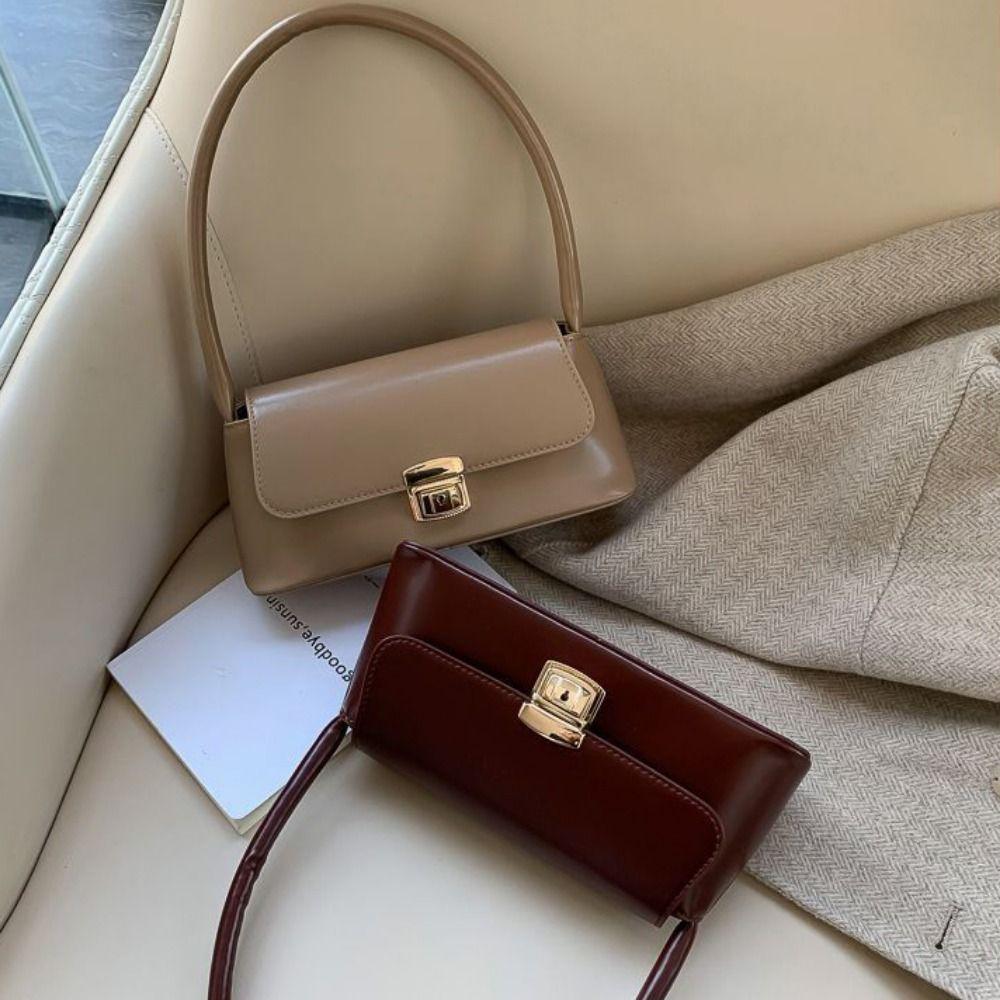 Handbag Underarm Bag Vintage PU Leather Shoulder Bag Casual French Stick Bag  Girls