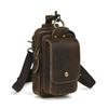 New Men's Genuine Cow Leather Waist Bag Belt-worn Outdoor Multi-compartment Water-repellent Fanny Pack 7-inch Phone Holder for Daily Travel Hiking