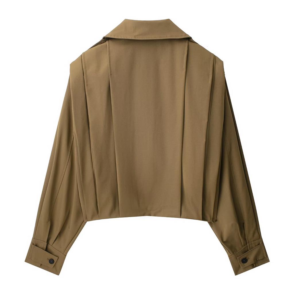 Ladies' Fashionable Short Sleeved Button Up Jacket Jacket