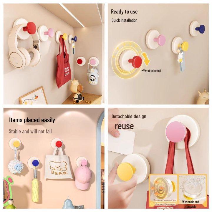 Dopamine Suction Cup Hooks: No-Drill, Strong Adhesive Coat & Key Rack for Entryway 1 Piece: Blue