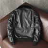 Men Genuine Leather Bomber Jacket 100% Top Grain Cowhide Winter Warm Flight Jacket Plus Size Padded Coat
