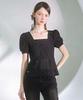 VIVACIOUS Snow Oganza Smoking Blouse Black
