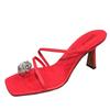 Fashion Shallow Women Medium Heels Slides Flip flops Slippers 2025 Summer Female Footwear Ladies Heels Slippers Pumps Shoes