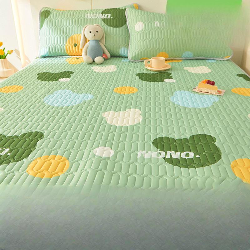 [Soft Cooling Sheet] 1pc Soft & Breathable Lyocell Latex Cooling Sheet - Fun Rainbow & Floral Print Mattress Pad | Crisp, Cartoon Design for Summer