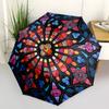 1pc Stained Glass Bird Design Automatic Folding Umbrella, Portable 3-Fold Design with 8-Bone Iron Frame, Outdoor, Festive Gift for Fans, Travelers, Da