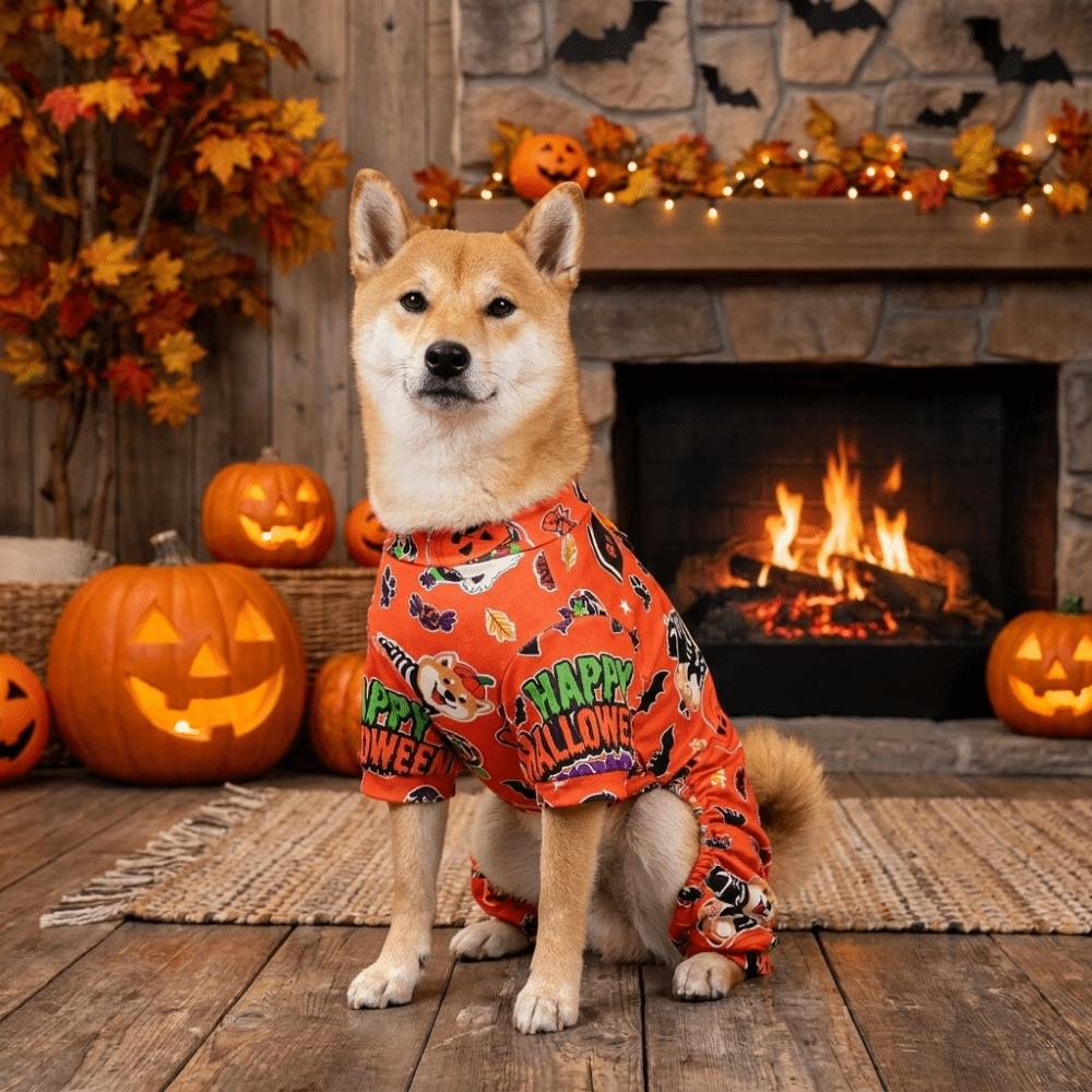 Cartoon Four Legged Clothes Soft Ghost Pumpkin Dog Sleepwear Dog Pajamas  Halloween Party