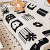 Capa de sofá estampada preta e branca, cobertor de toalha de sofá de chenille macio, capa universal anti-riscos de gato para decoração de sala de estar