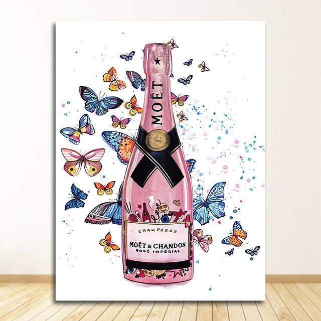 Posters And Prints Wall Pictures For Living Room Fashion Girl Bag Balloon Champagne Salon Wall Art Print Canvas Painting Nordic