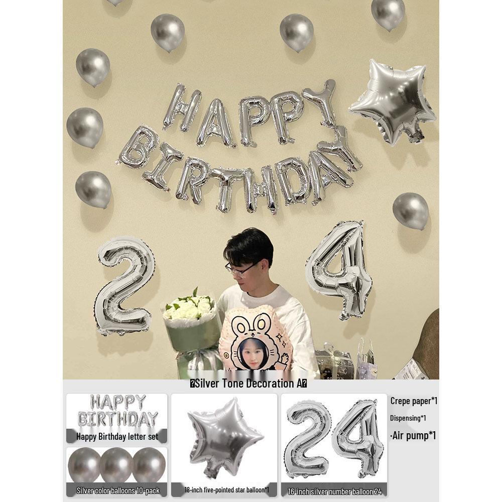 Elegant Birthday Decorations for Men: Number Balloons and High-Class Atmosphere for Husband or Boyfriend's Surprise Party.