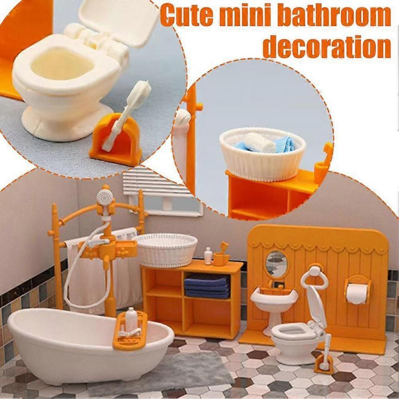 Doll House Mini Furniture Bathroom Set Toys Basin Faucet Accessories for Kids