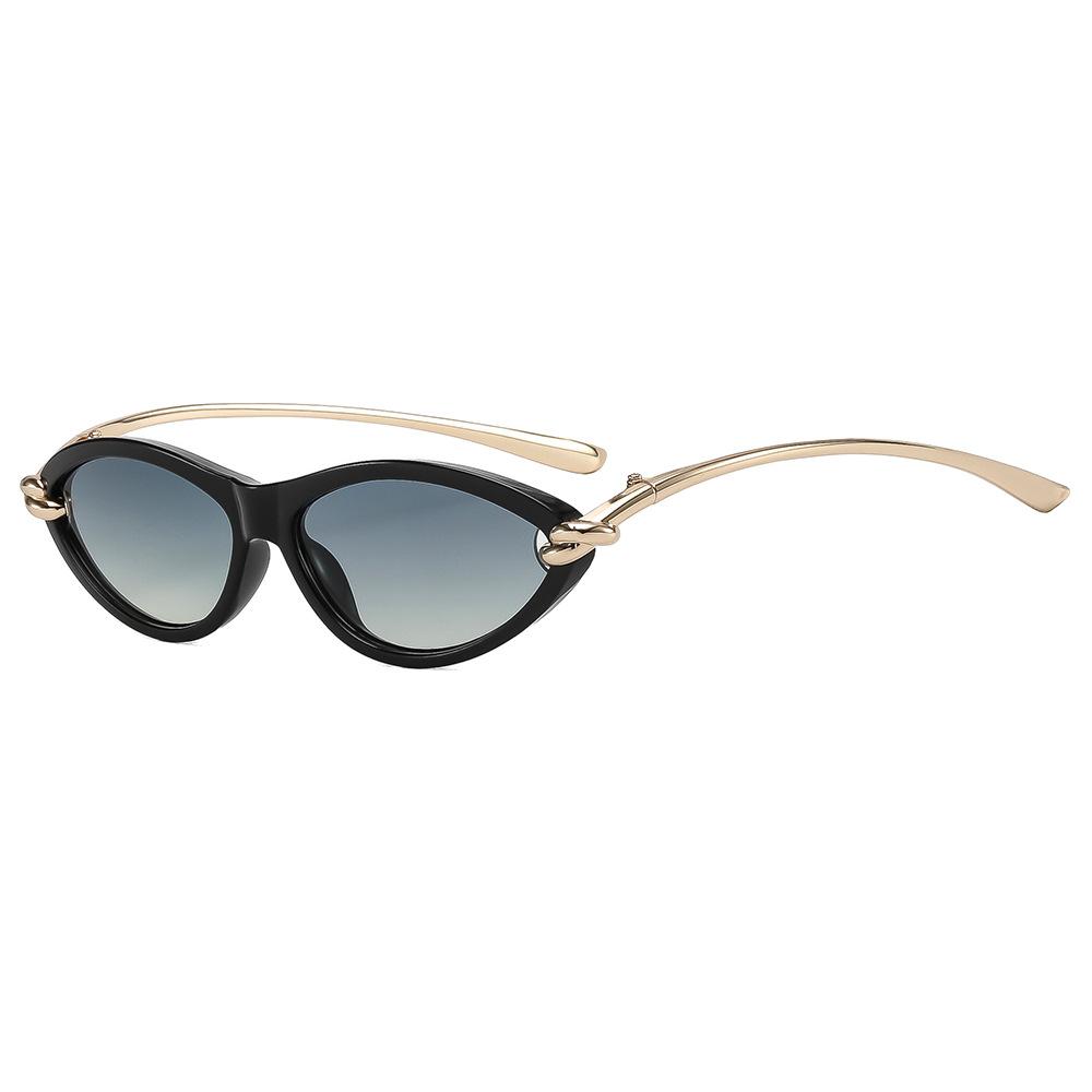 New personalized cat eye metal sunglasses men's and women's light luxury fashion high-end sense rope knot temple outdoor sunscreen sunglasses