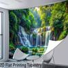2D Tropical Waterfall Tapestry Lush Rainforest Background Cloth
