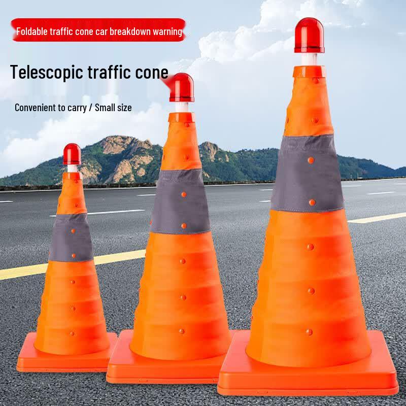 Retractable Folding Reflective Traffic Cone with LED Light