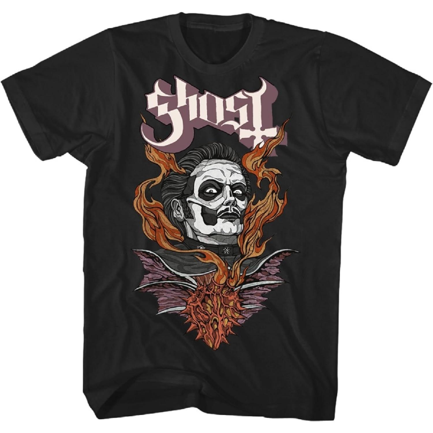 

Ghost Cardinal Copia Flaming Face Adult Short Sleeve T Shirt Metal Band T Shirts Mens Graphic Tees XXXXXL