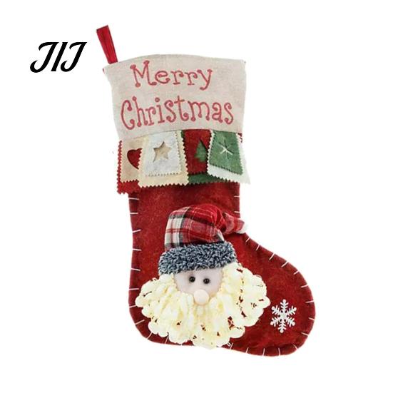 Decorative Gift Bags for Christmas 18 Inch Large Stockings, 3D Santa/Snowman/Reindeer Xmas Hanging Socks, Non-woven Practical Pouches Holidays Fabric