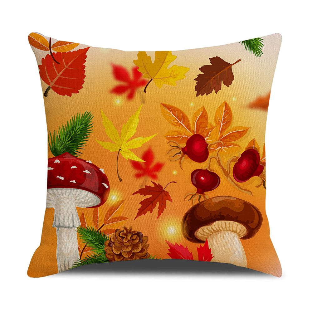 Harvest Series Cushion Cover Yellow Autumn Pumpkin Maple Leaf Pillow Cushion Cover Home Cushion Cover