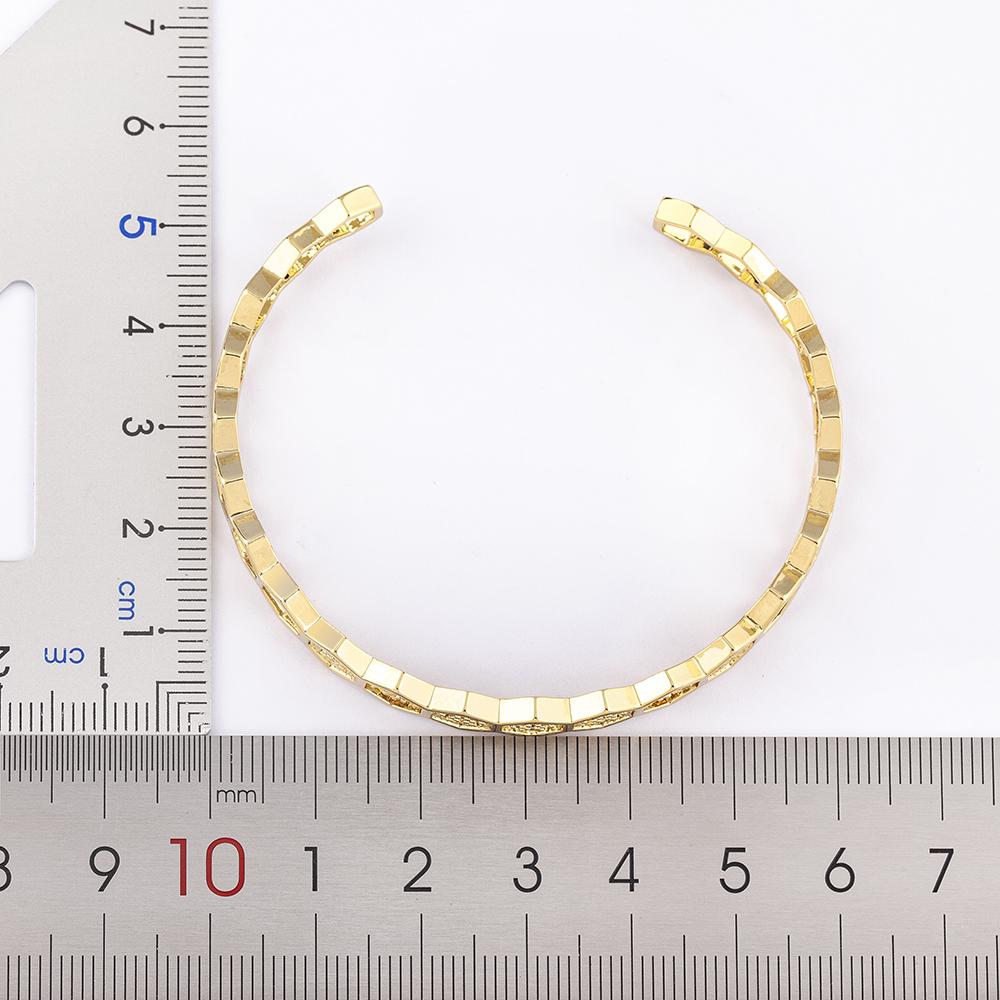 Nidin Top Quality Geometric Hexagon Shape Open Adjustable Bangles Gold/Silver Color CZ Bracelet Cubic Zirconia Jewelry Gift