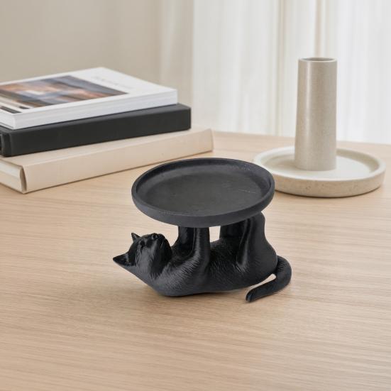Jijijing 3D Printed Reclining Cat Jewelry Tray, Cute Ring Holder & Earring Organizer Dish for Dresser Vanity, Decorative Kitten Trinket Bracelets