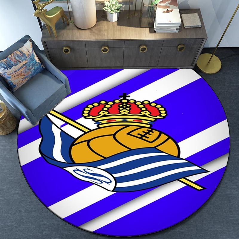 Real Sociedad Round Rug for Livingroom,Bedroom, Palyroom, Chair Rug, Area Rug, Circle Carpet, Large Size Fan Christmas Gift