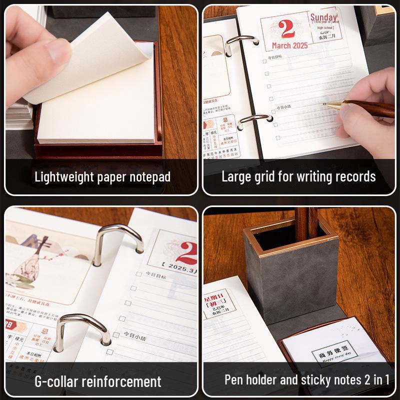 2025 Retro National Style Multifunctional Desktop Weekly Calendar