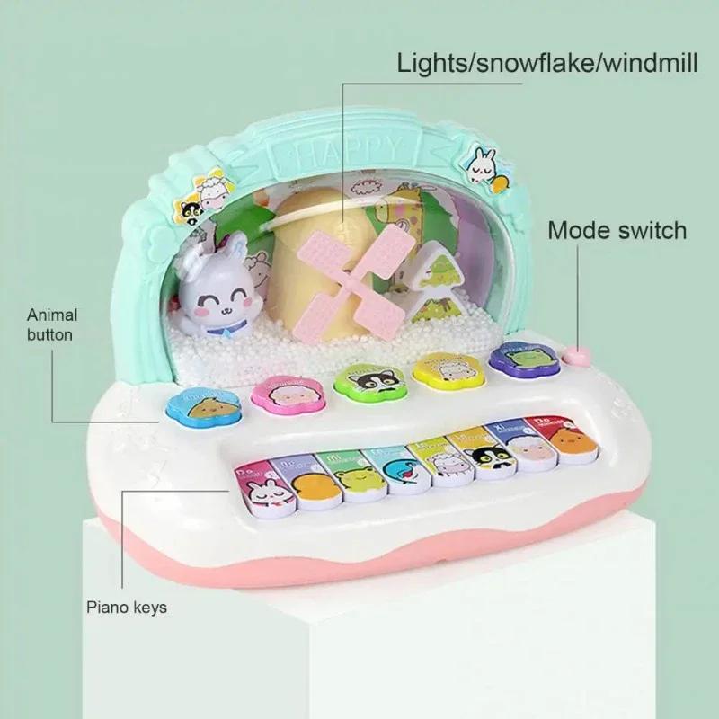 Tasti Pianoforte Elettronico Fiocco di Neve Cartone Animato Strumento Musicale Giocattoli Suoni Luci Gioco Educativo per Bambini Giocattoli per Bambini Regalo di Natale