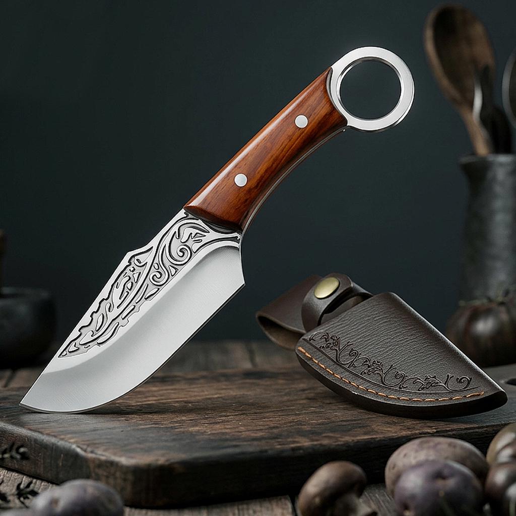 Utility Knife Slicing Meat Fruit Boning Butcher Knife Chef Cooking Cleaver Handmade Wood Handle