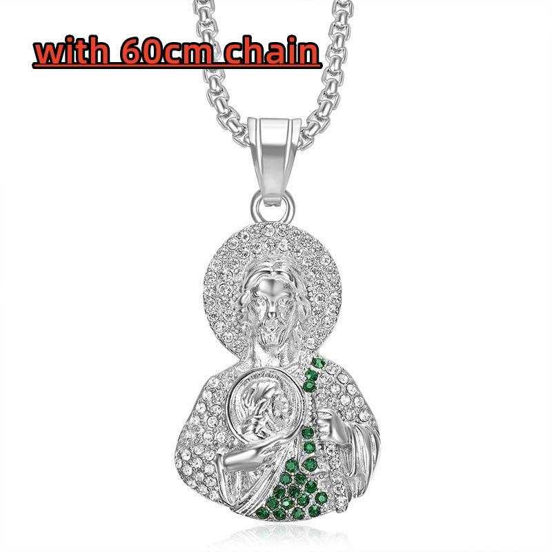Anhänger aus 316L Edelstahl, Heiliger Judas, mit Strass-Straßen, Hip-Hop, Partys, Herren-Damen-Weihnachtsgeschenke, Schmuck