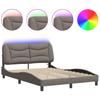 Bed Frame with LED Lights without Mattress  Hvar  Taupe 120x200 cm Fabric