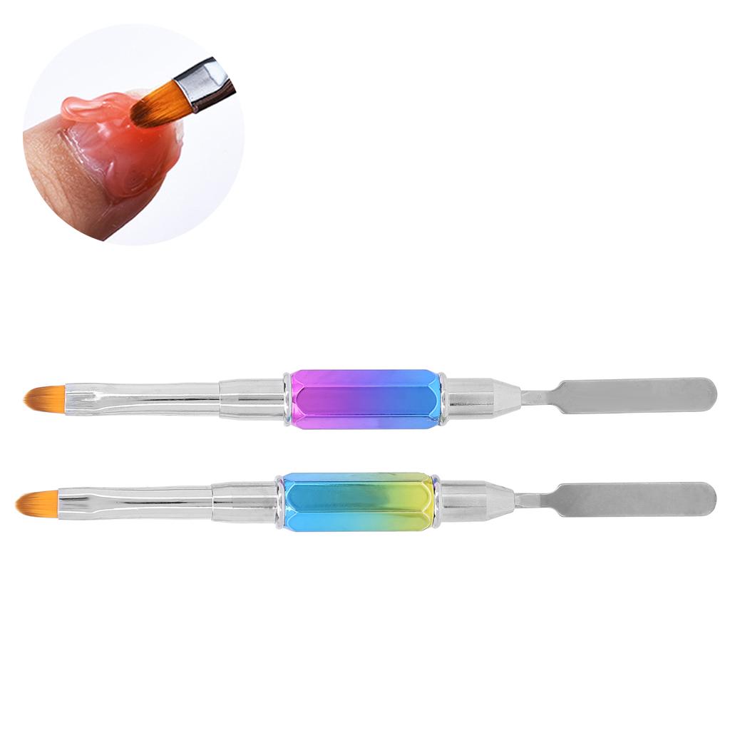 2pcs DualEnded UV Gel Brush Picker Stainless Steel Portable Nail Brushes Manicure Tool